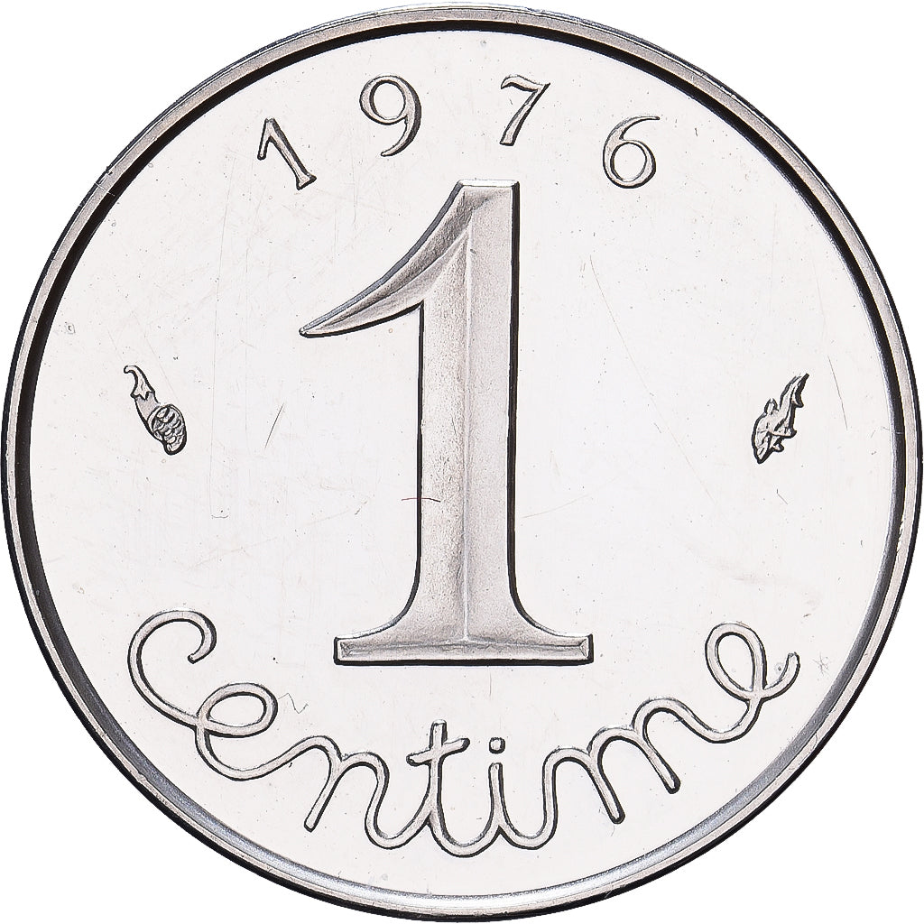 Frankreich, 1 Centime, 1976, MDP, Piéfort, Silber, UNZ, Gadoury:91, KM:928