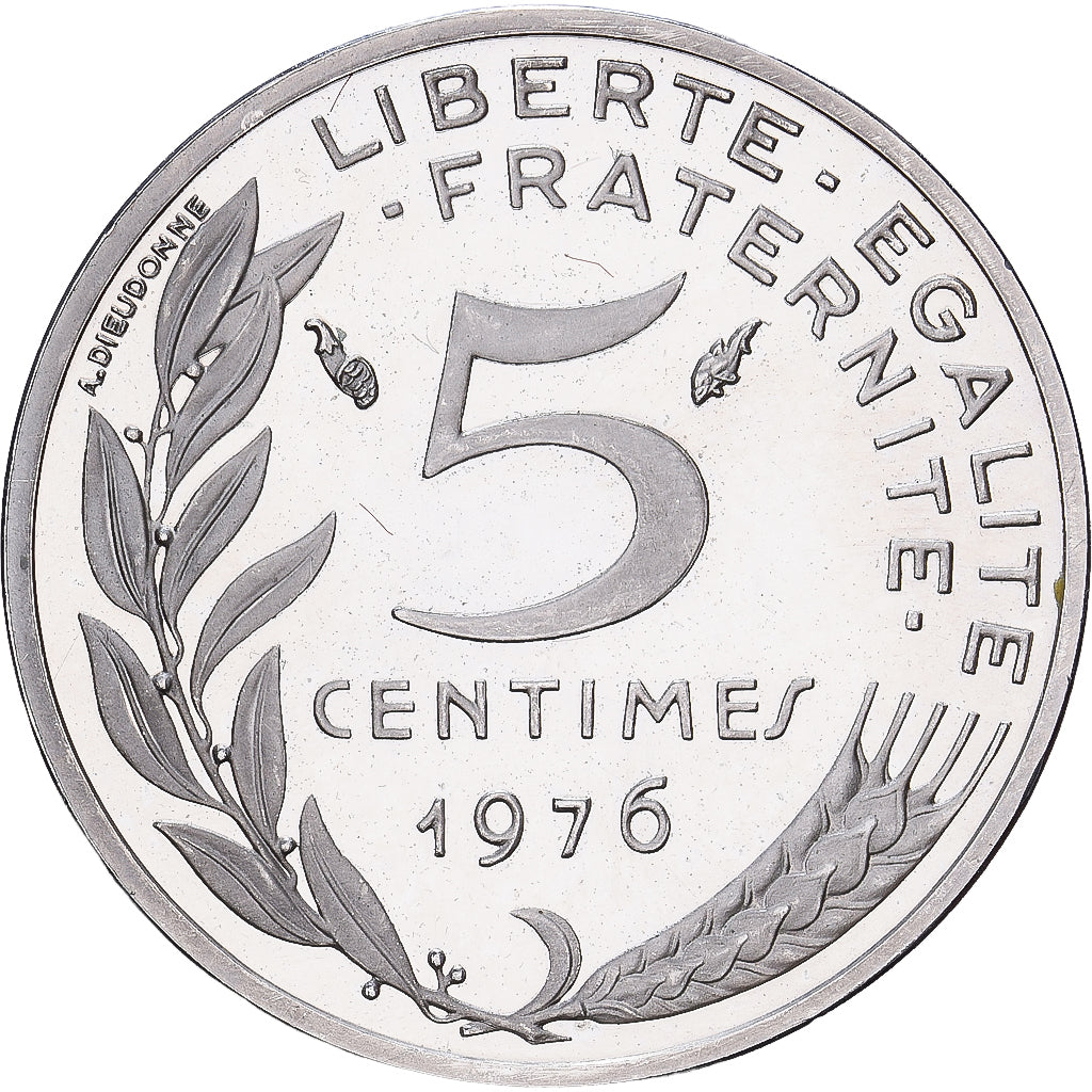 Frankreich, 5 Centimes, 1976, MDP, Silber, UNZ, Gadoury:22.P2