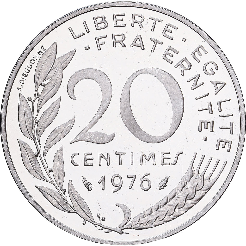 Frankreich, 20 Centimes, 1976, MDP, Piéfort, Silber, UNZ, Gadoury:56.P2