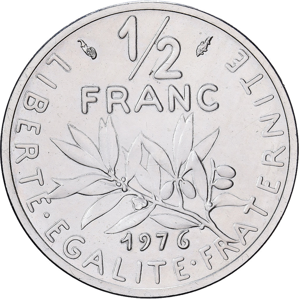 Francia, 1/2 Franc, Semeuse, 1976, MDP, Piéfort, Plata, SC, Gadoury:91.P2