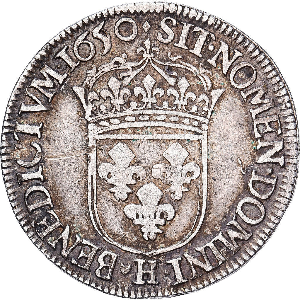 Frankrijk, Louis XIV, 1/2 Ecu, 1650, La Rochelle, Zilver, ZF, Gadoury:169