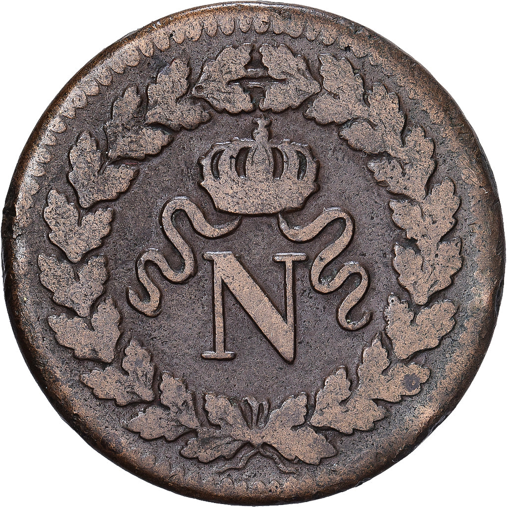 Napoleon I, 1 Décime, 1814, Strasbourg, Bronze, S, Gadoury:195b