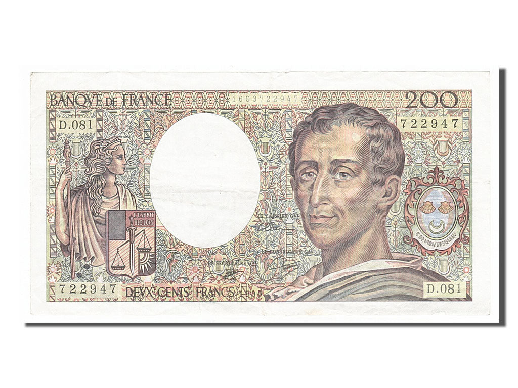 Banknote, France, 200 Francs, 200 F 1981-1994 ''Montesquieu'', 1990, EF(40-45)