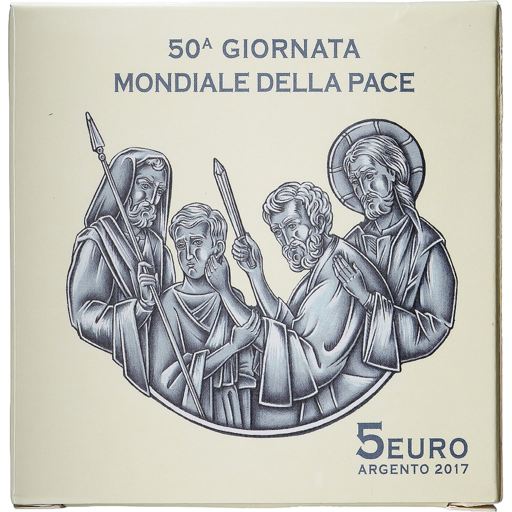 PAŃSTWO WATYKAŃSKIE, Francis, 5 Euro, 50th World Peace Day, Proof, 2017, Rome