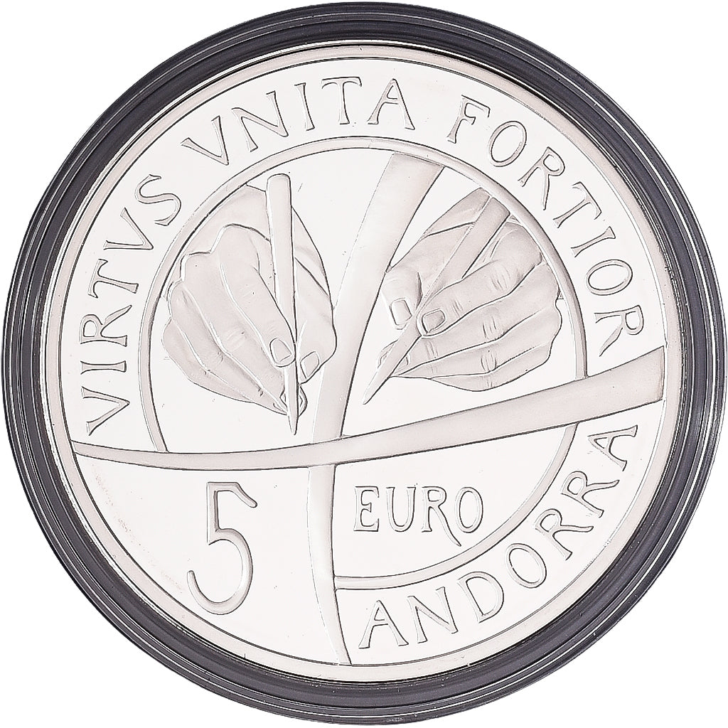 Andorra, 5 Euro, 25ème anniversaire de la constitution, 2018, Plata, SC, KM:560