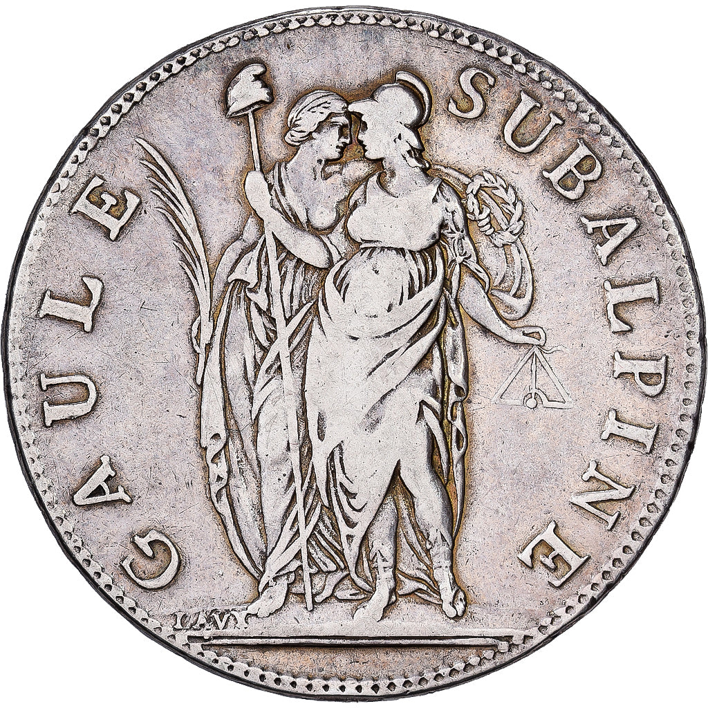 Subalpine Republic, 5 Francs, AN 10 (1801), Turin, Silber, S, Gadoury:IT4