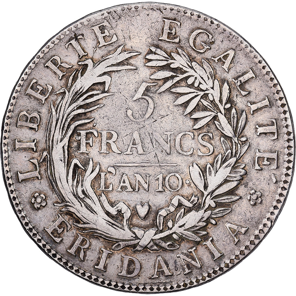 Subalpine Republic, 5 Francs, AN 10 (1801), Turin, Silber, S, Gadoury:IT4