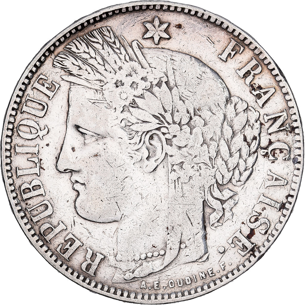 Frankreich, 5 Francs, Cérès, 1870, Bordeaux, Silber, S+, Gadoury:742, KM:819