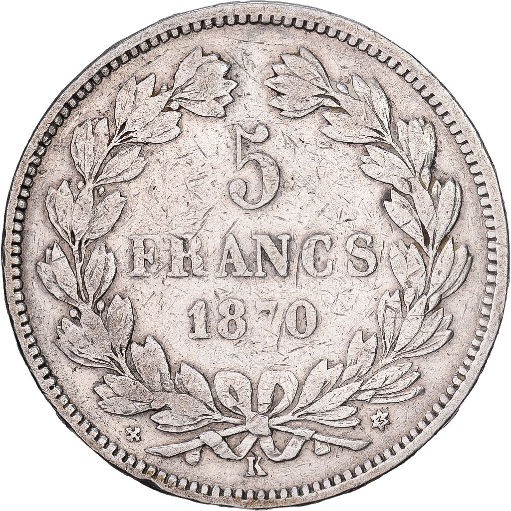 Frankreich, 5 Francs, Cérès, 1870, Bordeaux, Silber, S+, Gadoury:742, KM:819