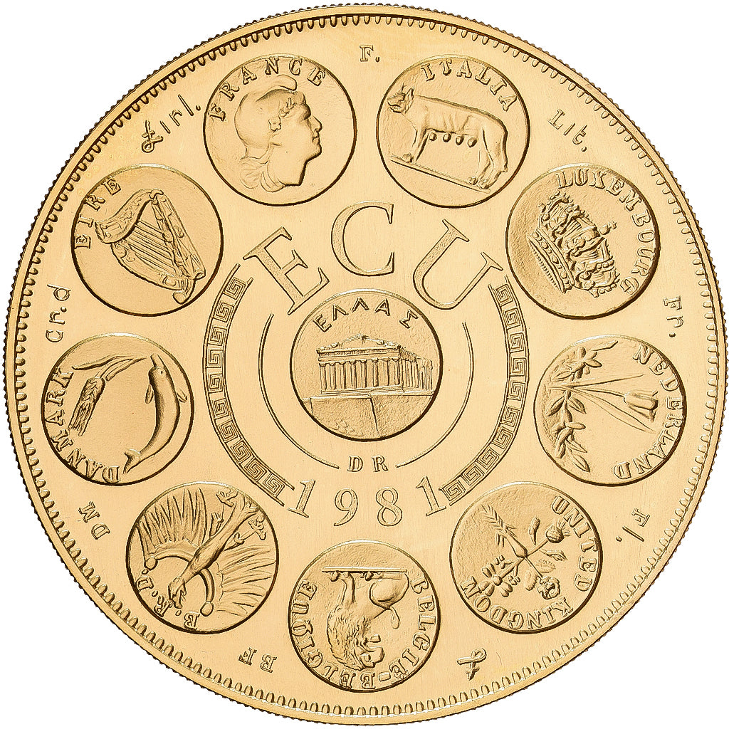 Francia, 1 Ecu Europa, 1981, MDP, Oro, FDC