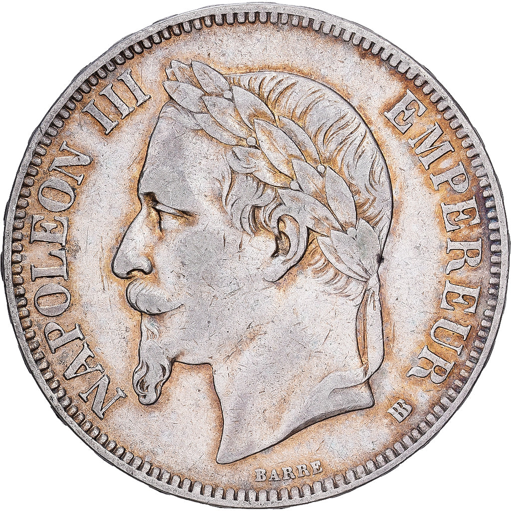 Frankrijk, Napoleon III, 5 Francs, 1865, Strasbourg, Zilver, FR, Gadoury:739