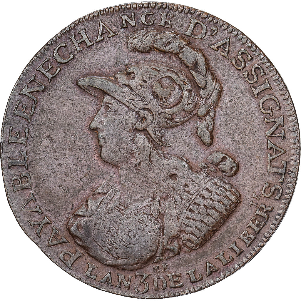 Frankreich, 2 Sols 6 Deniers, 1791 / AN 3, Paris, Kupfer, SS, KM:Tn37