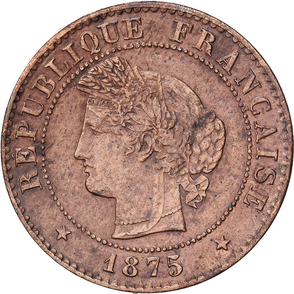 Francia, 1 Centime, Cérès, 1875, MDP, Bronzo, BB, Gadoury:88