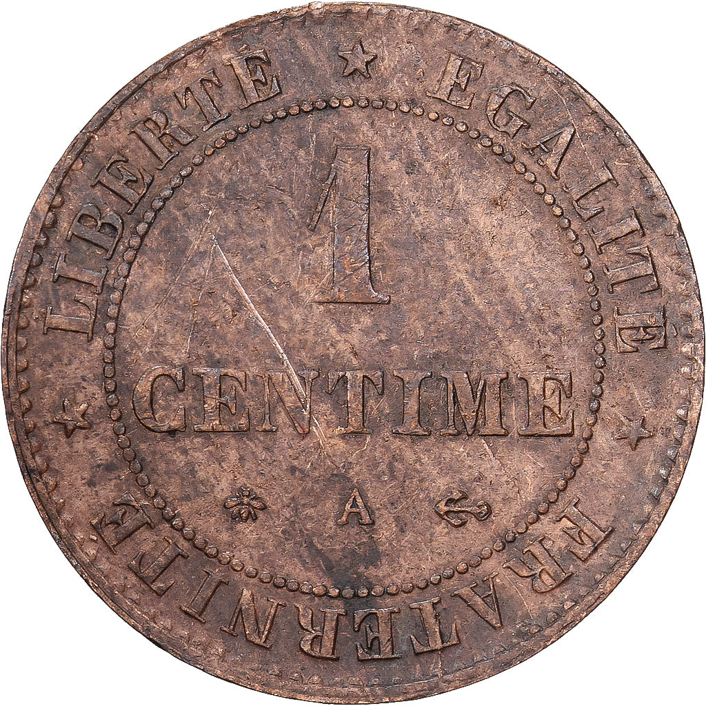 Francia, 1 Centime, Cérès, 1875, MDP, Bronzo, BB, Gadoury:88