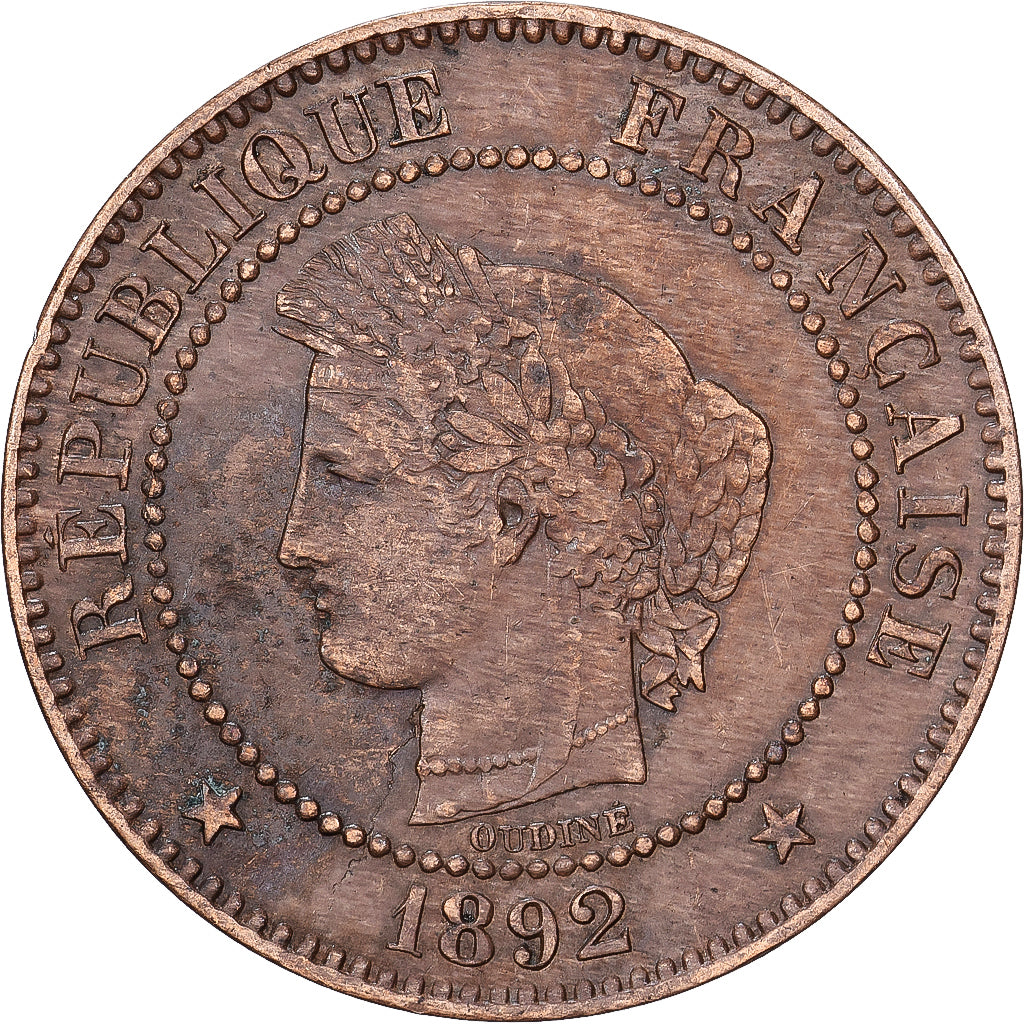 Frankrijk, 2 Centimes, Cérès, 1892, MDP, Bronzen, ZF, Gadoury:105