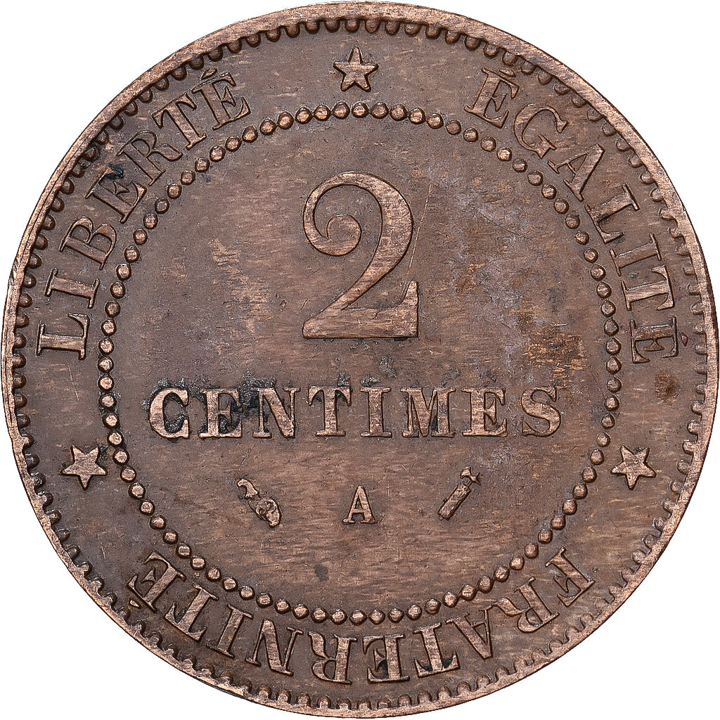 Frankrijk, 2 Centimes, Cérès, 1892, MDP, Bronzen, ZF, Gadoury:105