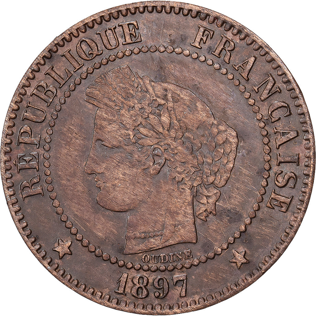 Francia, 2 Centimes, Cérès, 1897, MDP, Bronzo, MB+, Gadoury:105
