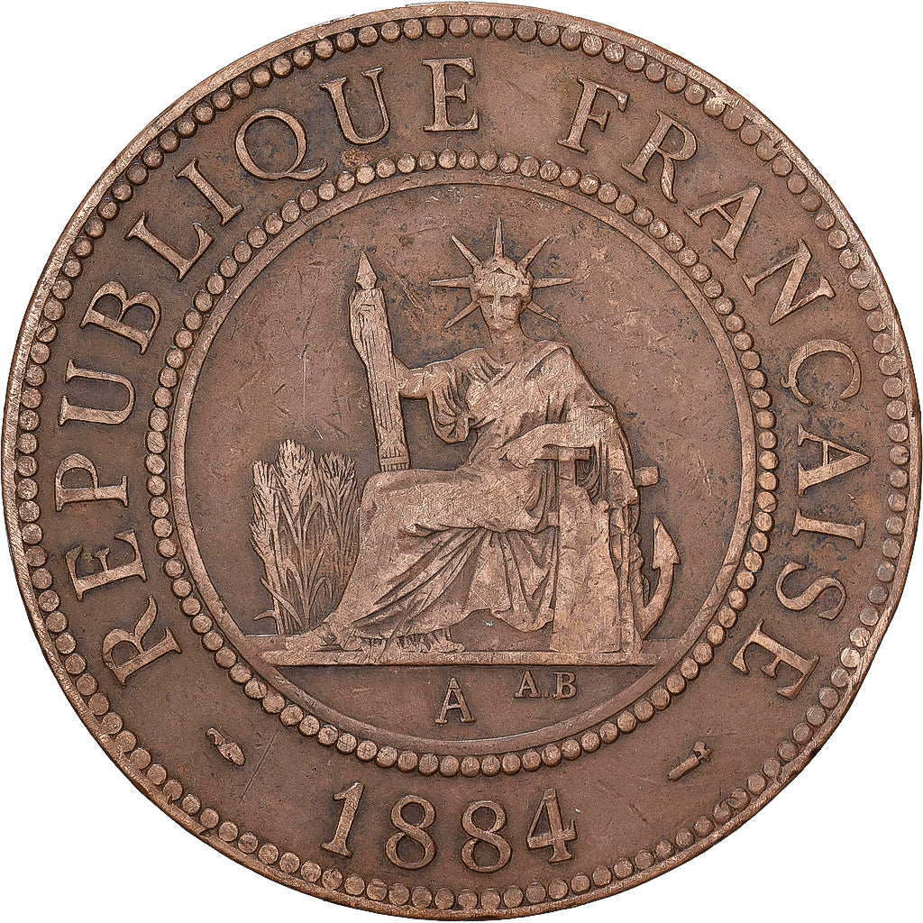 FRANS COCHIN CHINA, 1 Centième, 1884, MDP, Bronzen, ZF, Lecompte:11-15, KM:3
