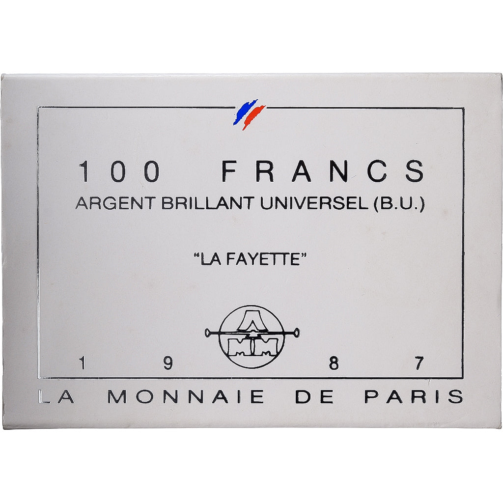 Francja, 100 Francs, Général La Fayette, 1987, MDP, BU, Srebro, MS(65-70)