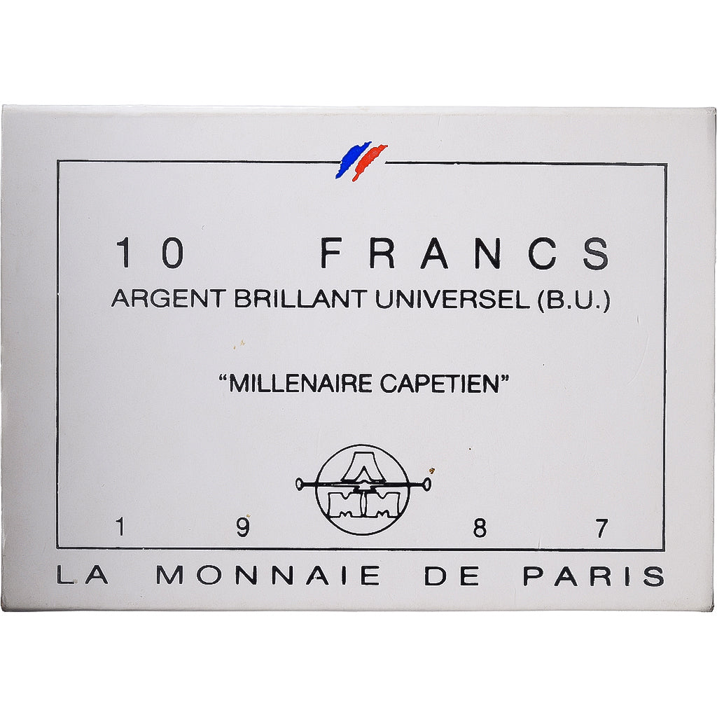 Frankrijk, 10 Francs, Capetian Millennium, 1987, MDP, BU, Zilver, FDC