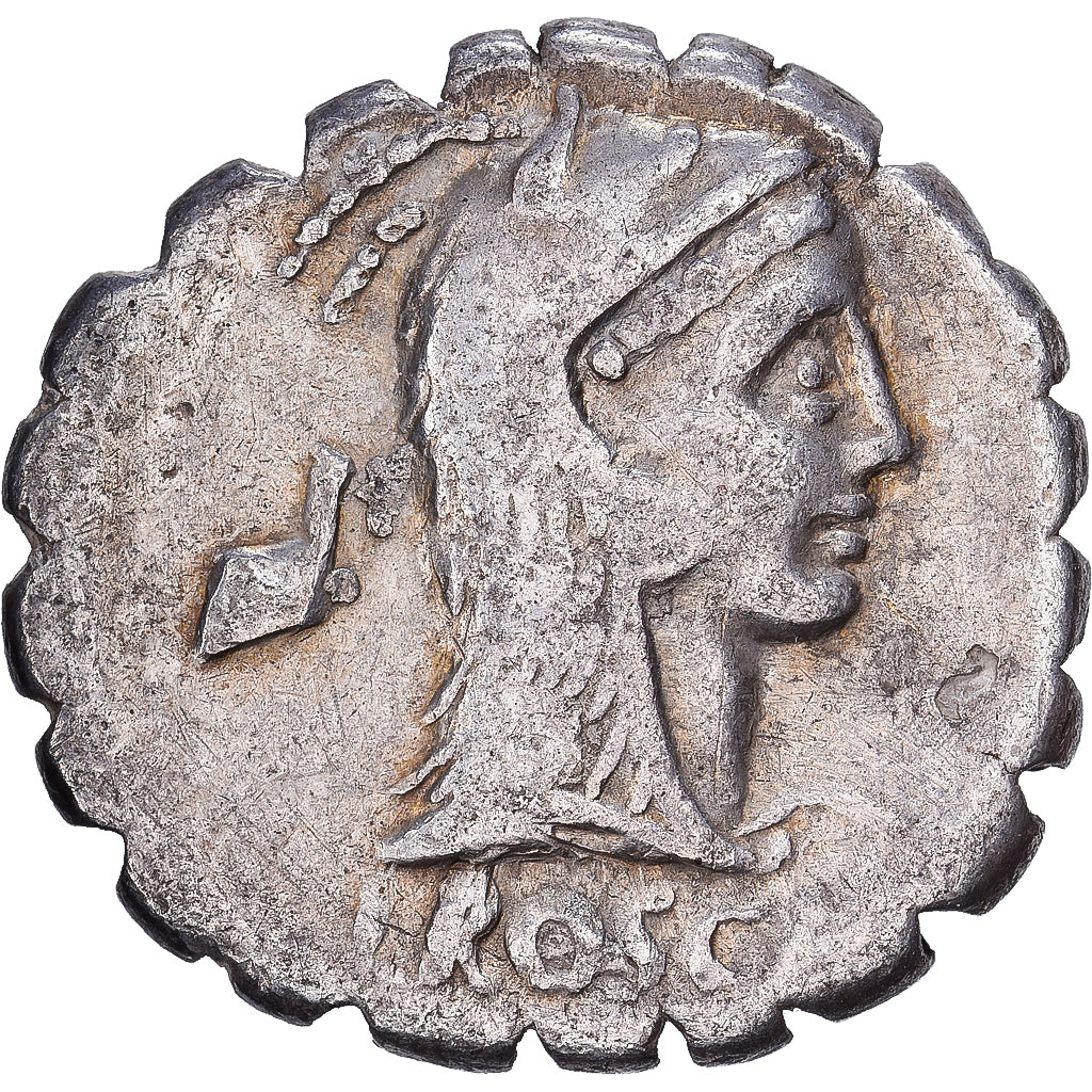 Roman Republic, Roscia, Denarius Serratus, 64 BC, Rome, Silver, VF(30-35)