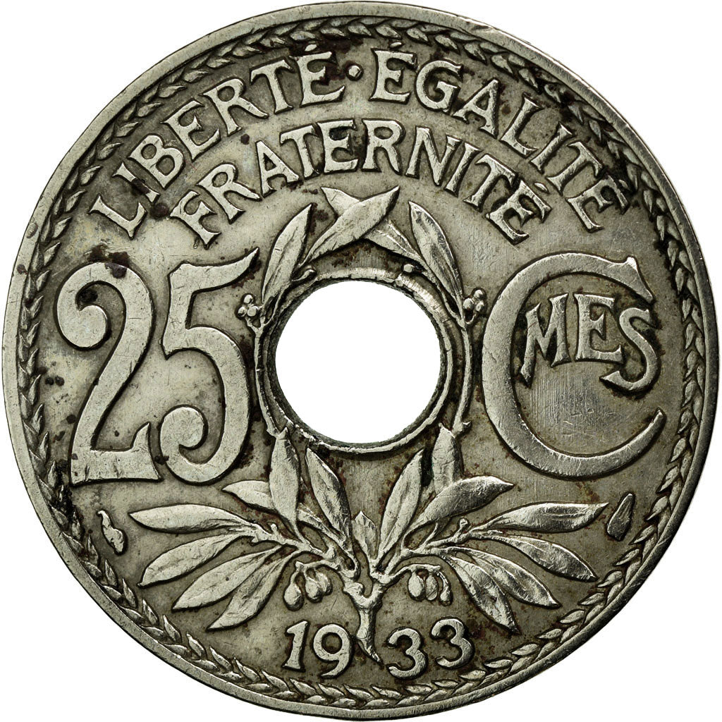 Coin, France, Lindauer, 25 Centimes, 1933, EF(40-45), Copper-nickel, KM:867a