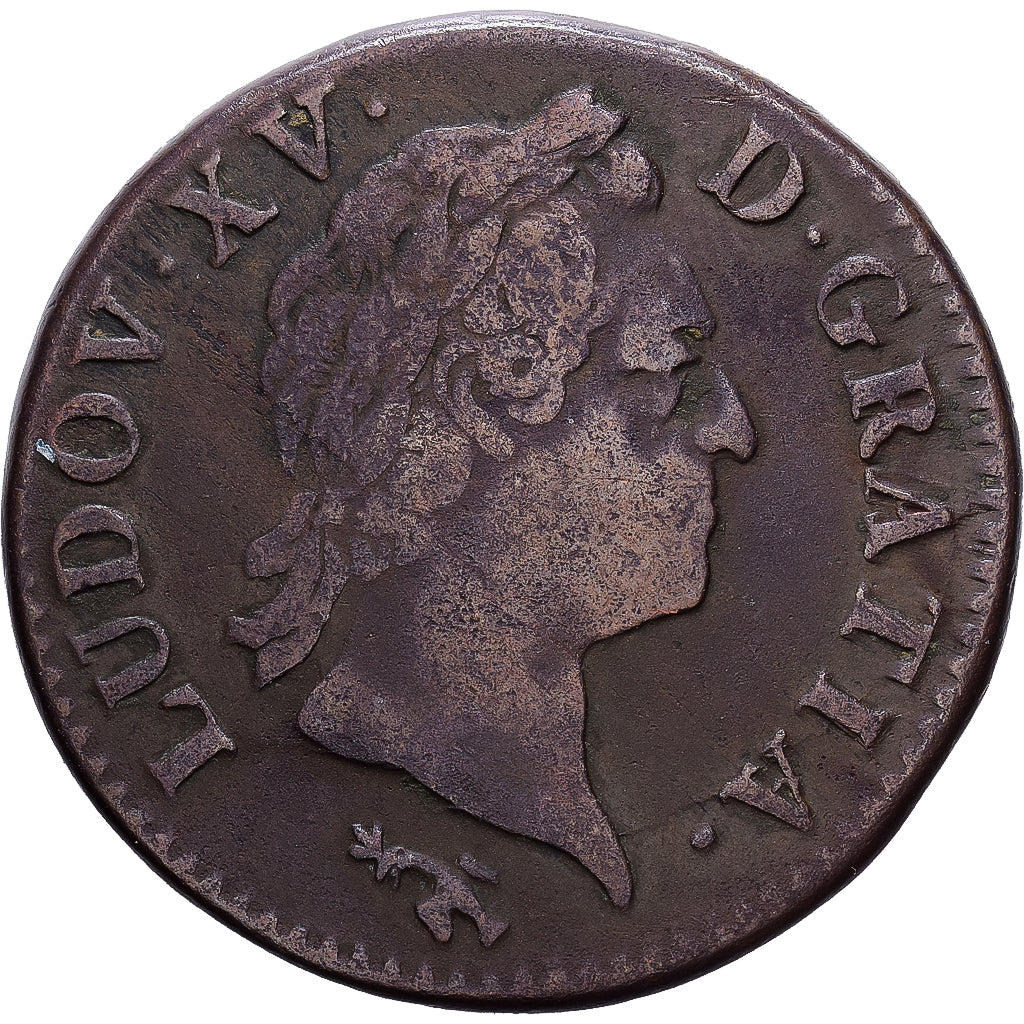 Francja, Louis XV, Sol à la vieille tête, 1769, Besançon, Miedź, VF(30-35)