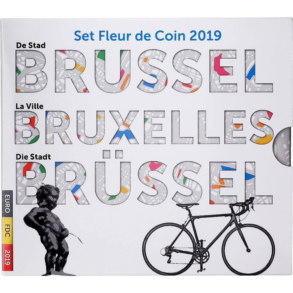 Belgique, Coffret 1c. à 2€ + jeton, Bruxelles, la ville, série FDC, 2019