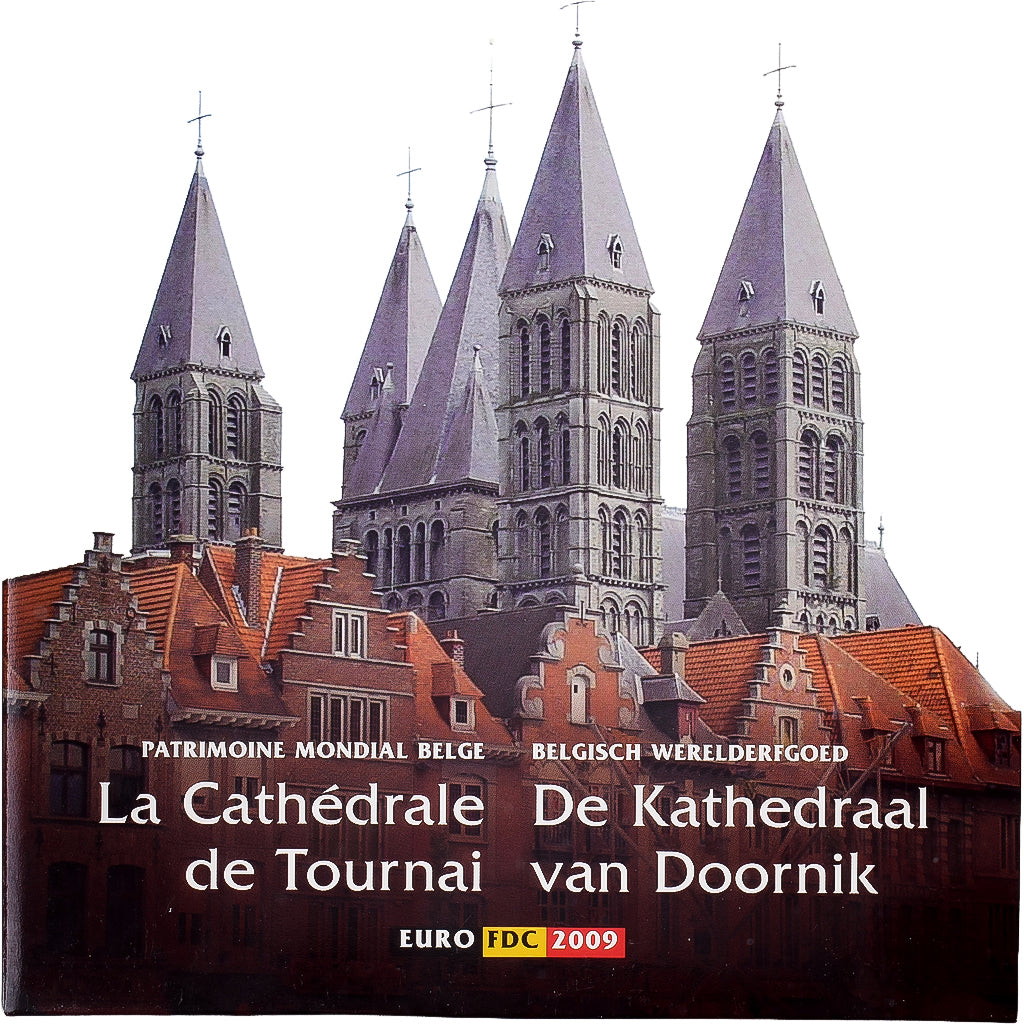Belgia, Coffret 1c. à 2€ + jeton, Tournai, Cathedral, série FDC, 2009