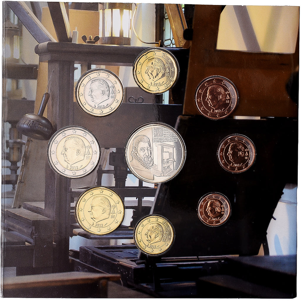 Belgium, Coffret 1c. à 2€ + jeton, euro set - Plantin-Moretus, série FDC