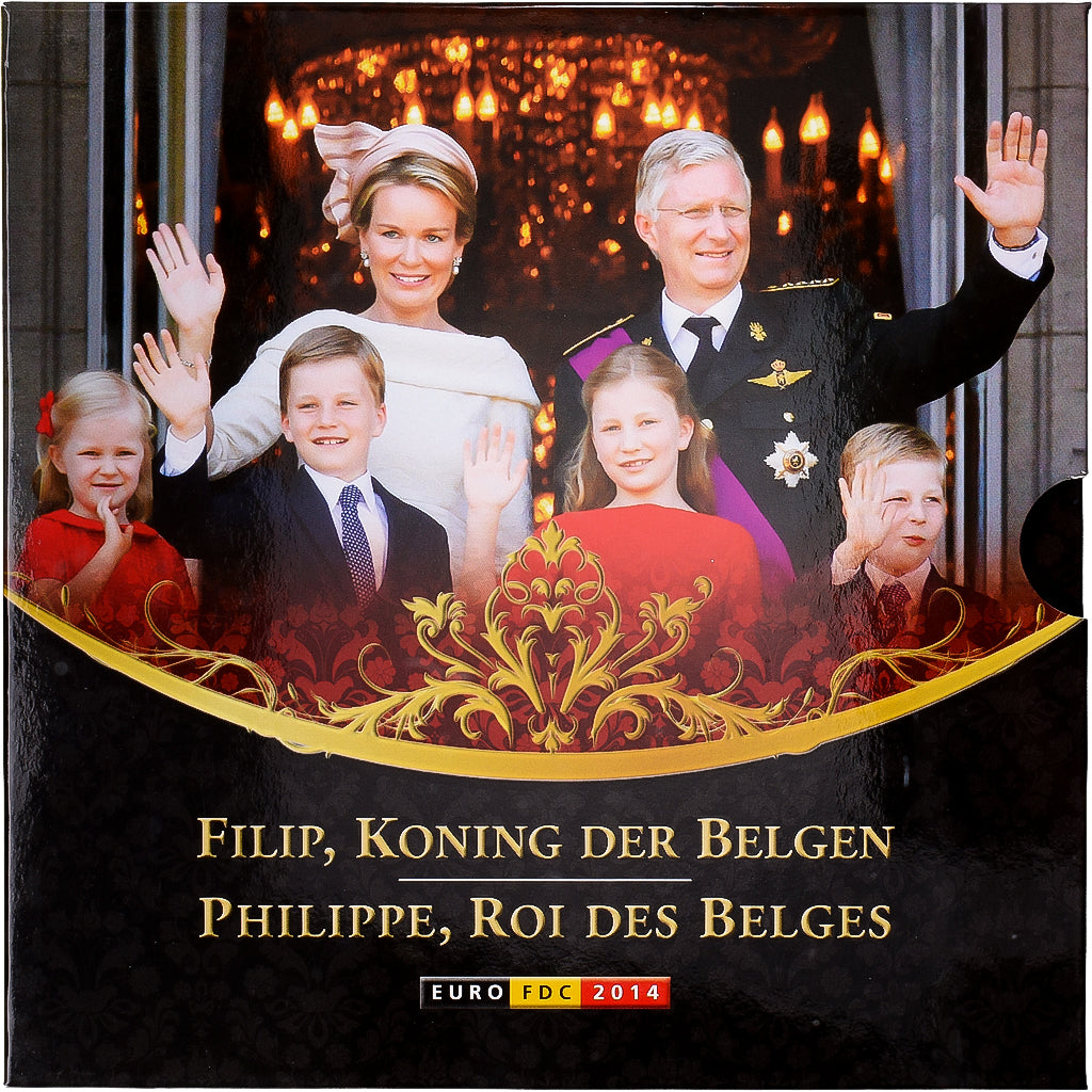 Belgien, Coffret 1c. à 2€ + jeton, Philip, King of the Belgians, série FDC
