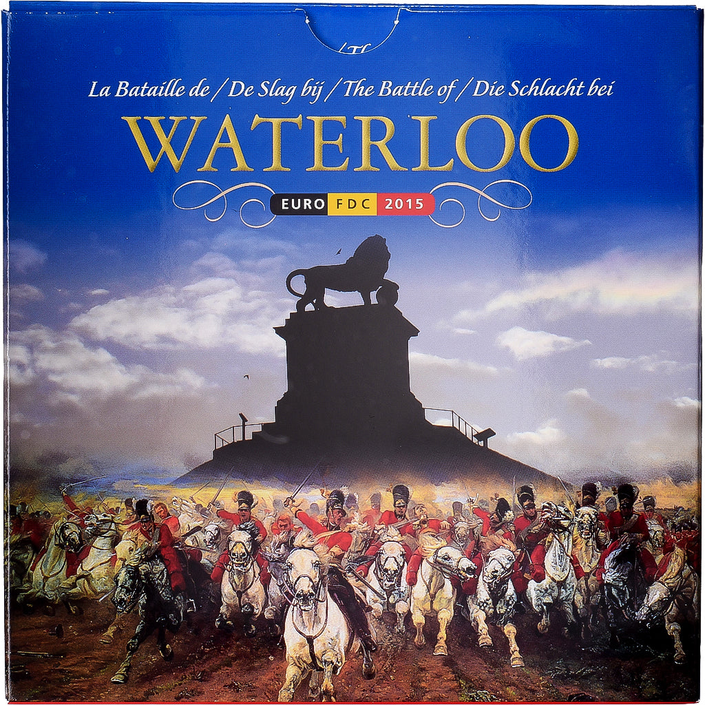 Belgique, Coffret 1c. à 2€ + jeton, Waterloo, série FDC, 2015, Bruxelles