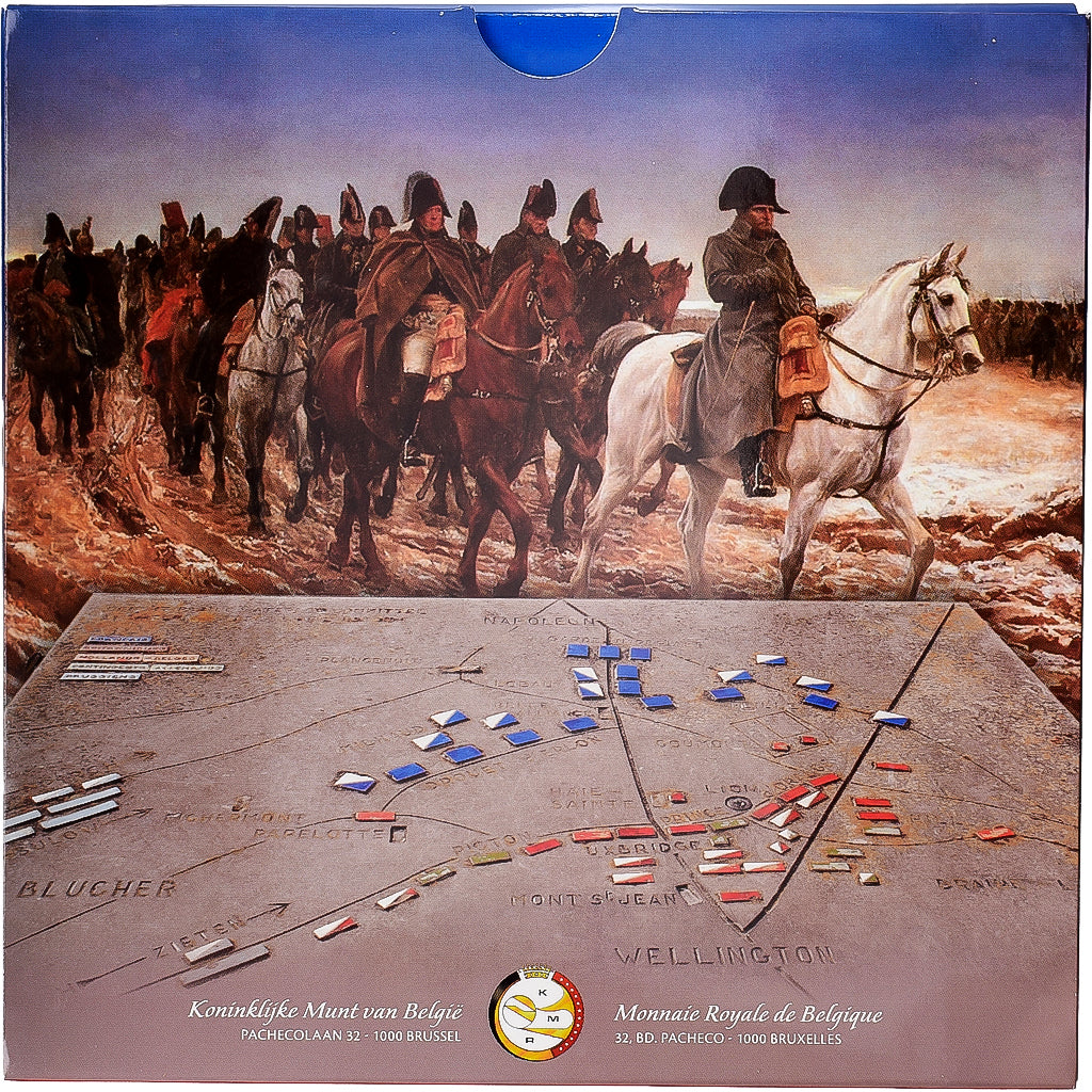 Belgique, Coffret 1c. à 2€ + jeton, Waterloo, série FDC, 2015, Bruxelles