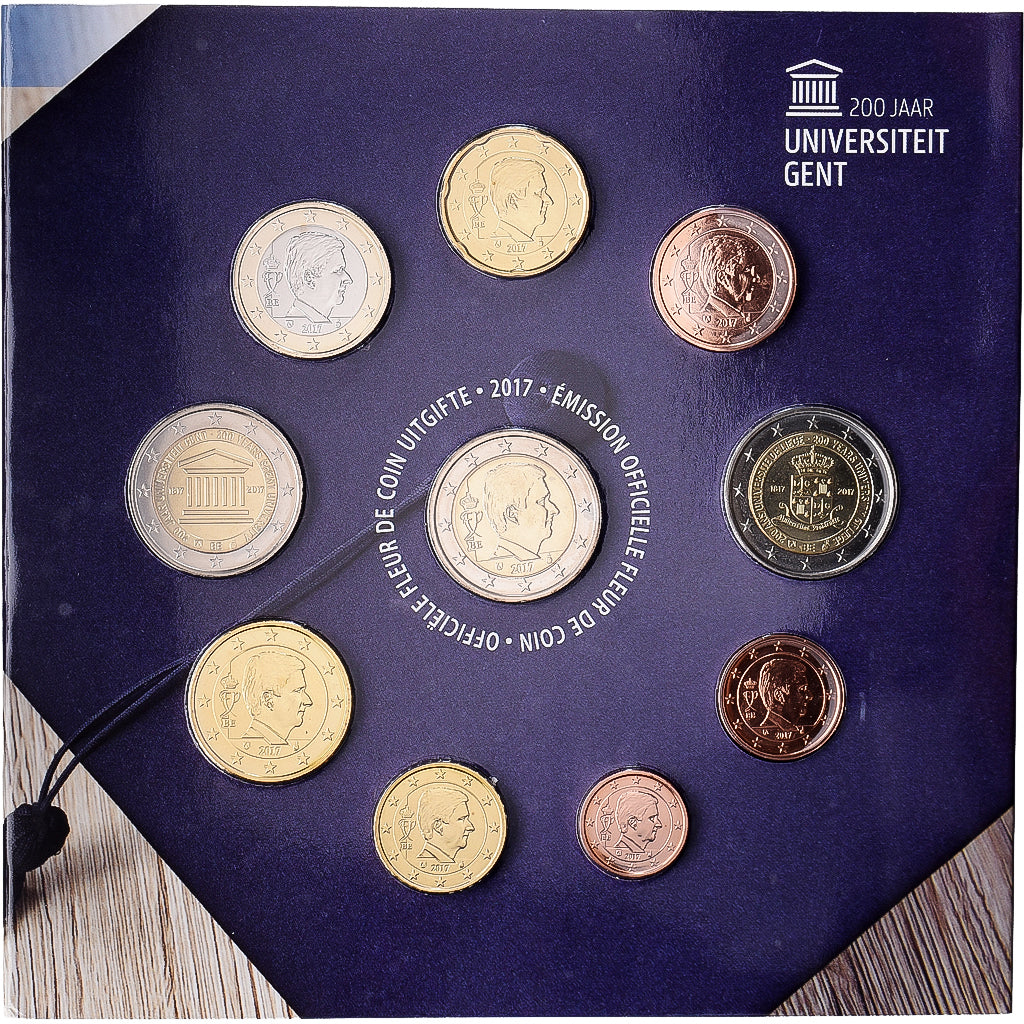 Belgium, Coffret 1c. à 2€, euro set - LIEGENT double jubilé universitaire