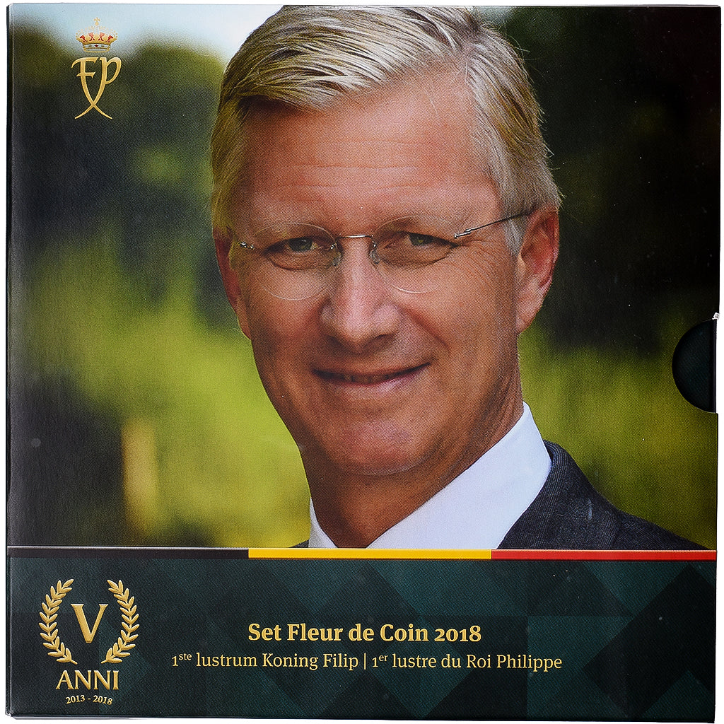 Belgien, Coffret 1c. à 2€ + jeton, Philip, King of the Belgians, série FDC
