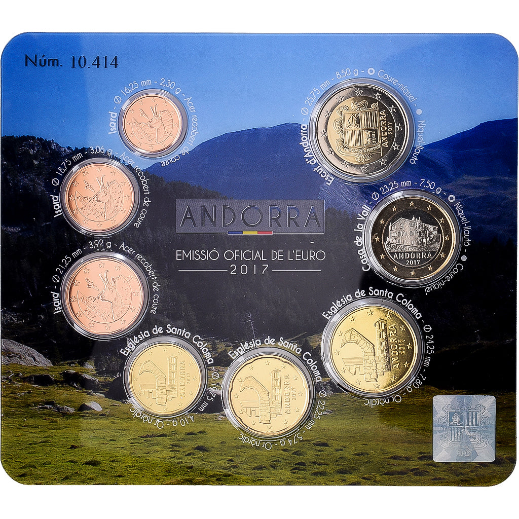 Andorra, Coffret 1c. à 2€, série FDC, 2017, MDP, MS(65-70)