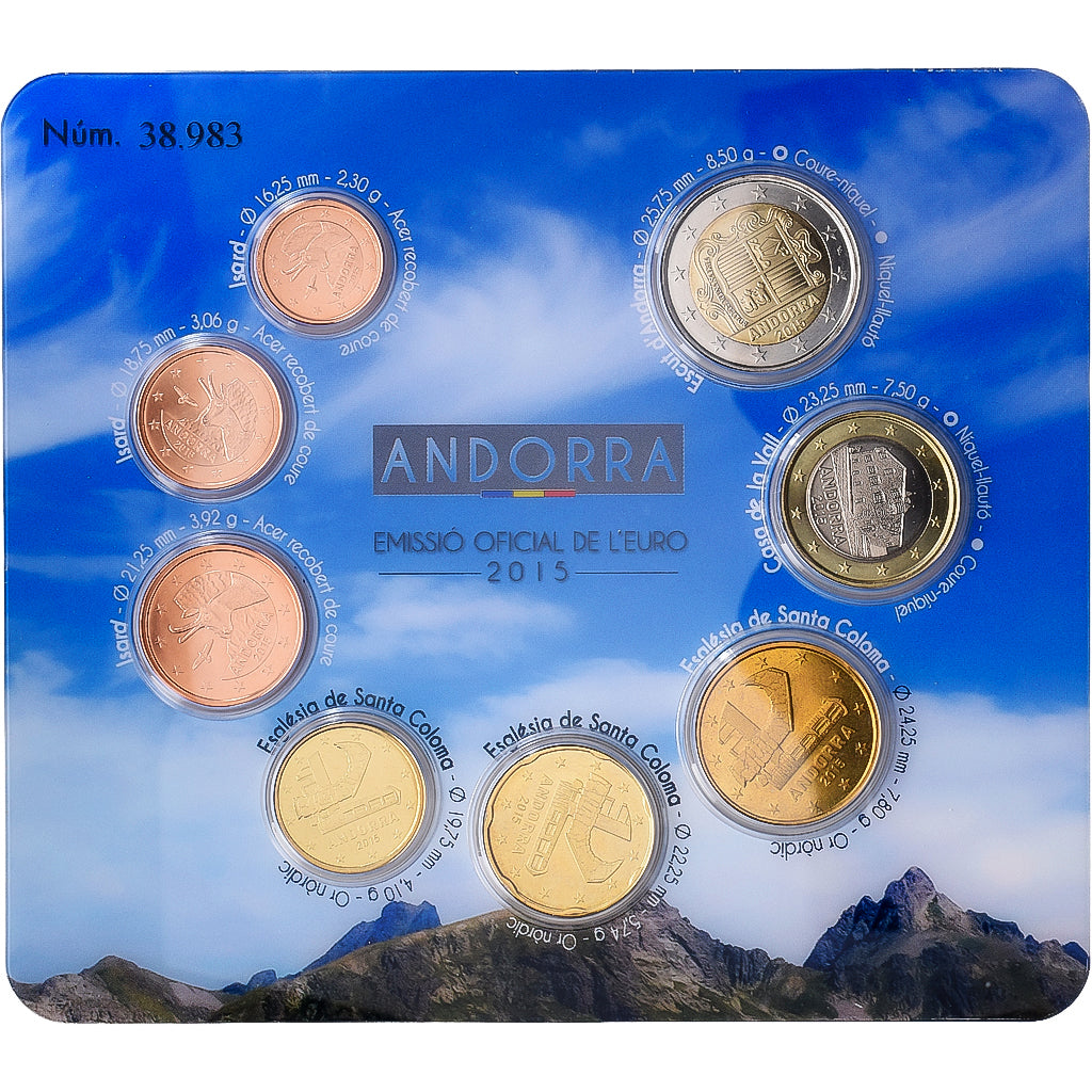 Andorra, Coffret 1c. à 2€, série FDC, 2015, MDP, STGL