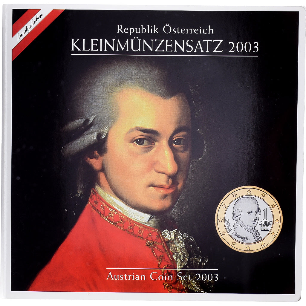 Austria, Set 1 ct. - 2 Euro, Mozart, série FDC, 2003, Vienne, Sin información