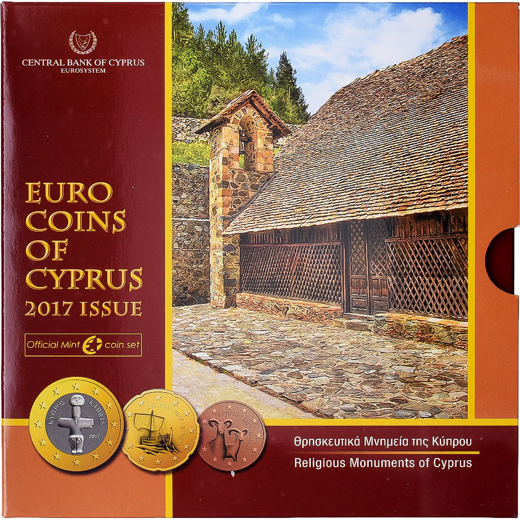 Cyprus, Set 1 ct. - 2 Euro, Religious monuments, série FDC, 2017, Athens