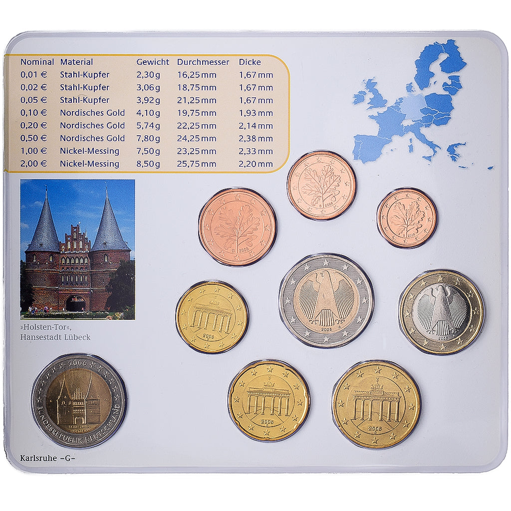Germany, Set 1 ct. - 2 Euro, Série BU, 2006, Karlsruhe, MS(65-70)