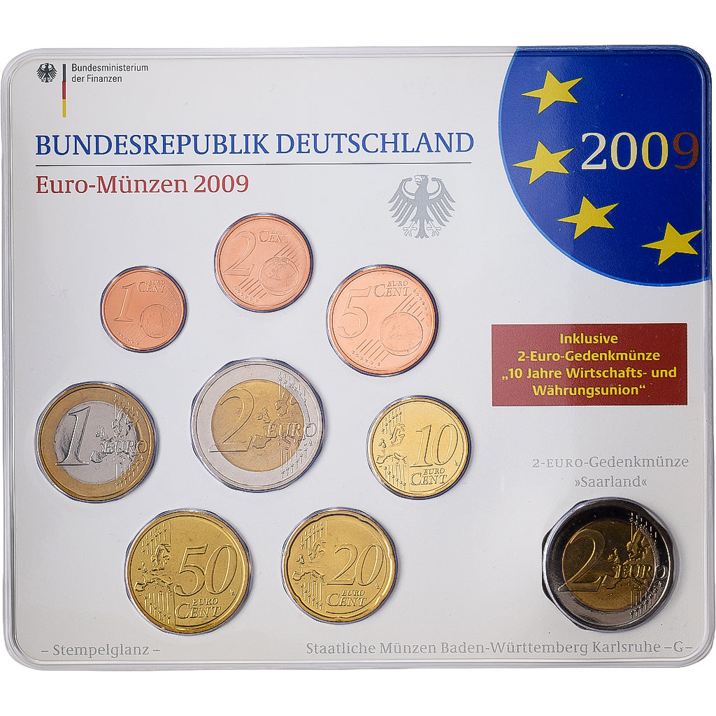 Allemagne, Set 1 ct. - 2 Euro, Série BU, 2009, Karlsruhe, FDC
