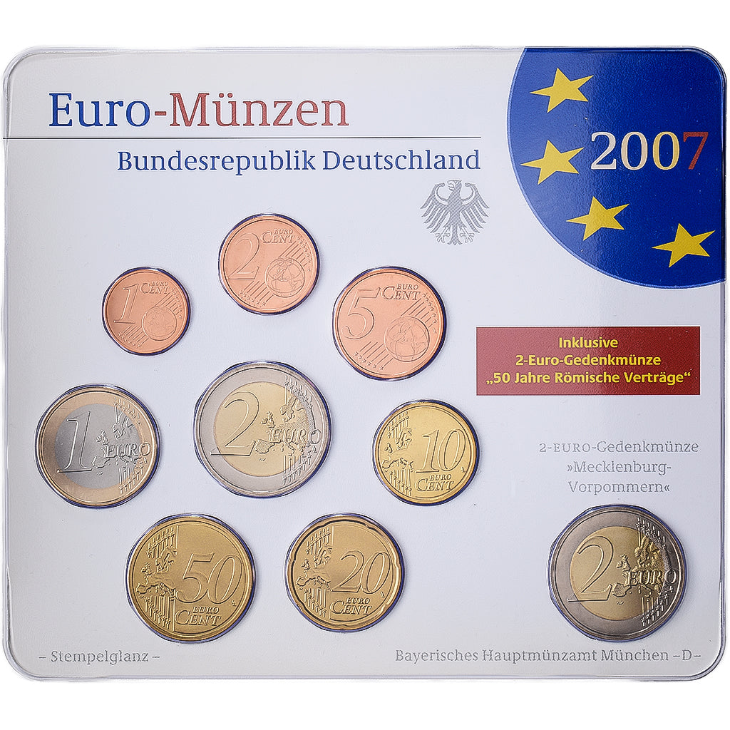 Germany, Set 1 ct. - 2 Euro + 2€, Mecklenburg-Vorpommern, Série BU, 2007