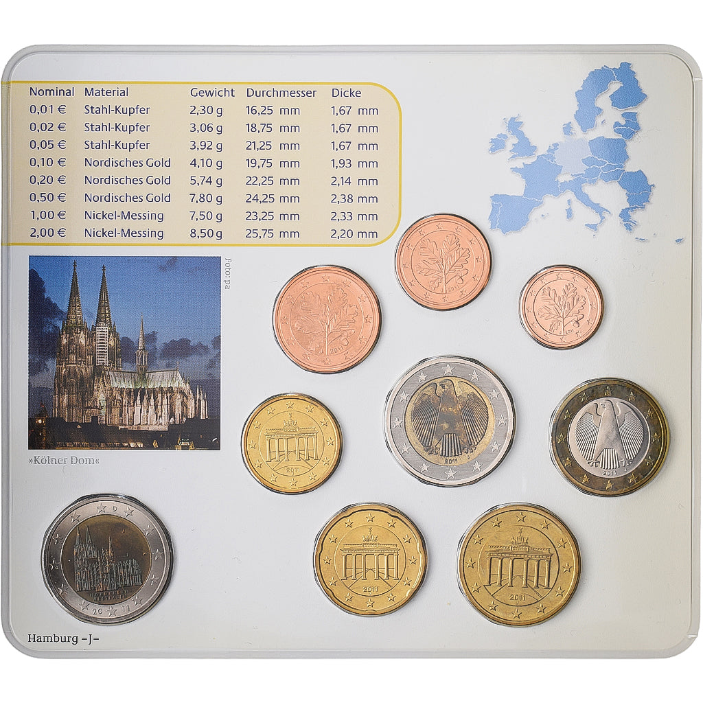 Allemagne, Set 1 ct. - 2 Euro + 2€, Nordrhein-Westfalen, Série BU, 2011