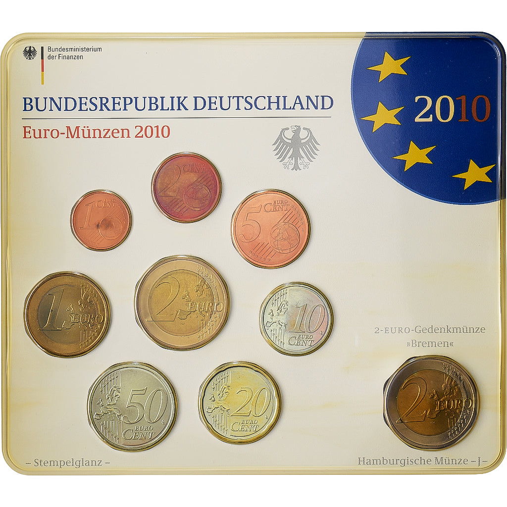 Allemagne, Set 1 ct. - 2 Euro + 2€, Bremen, Série BU, 2010, Hamburg, FDC