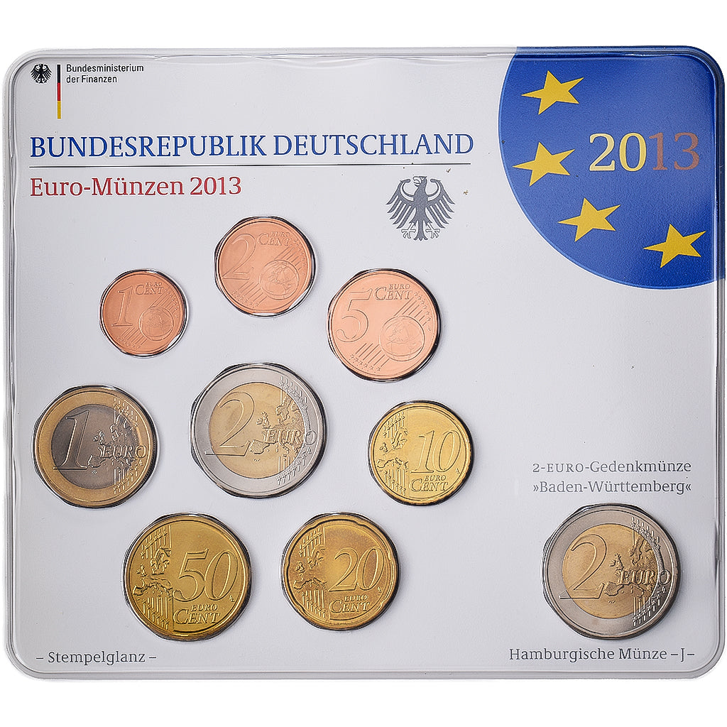 Allemagne, Set 1 ct. - 2 Euro + 2€, Baden-Württemberg, Série BU, 2013
