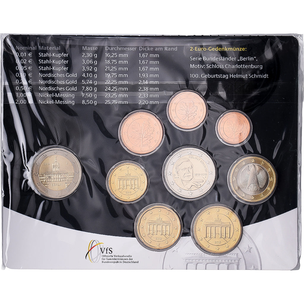 Allemagne, Set 1 ct. - 2 Euro + 2€, Berlin, Série BU, 2018, Hamburg, FDC