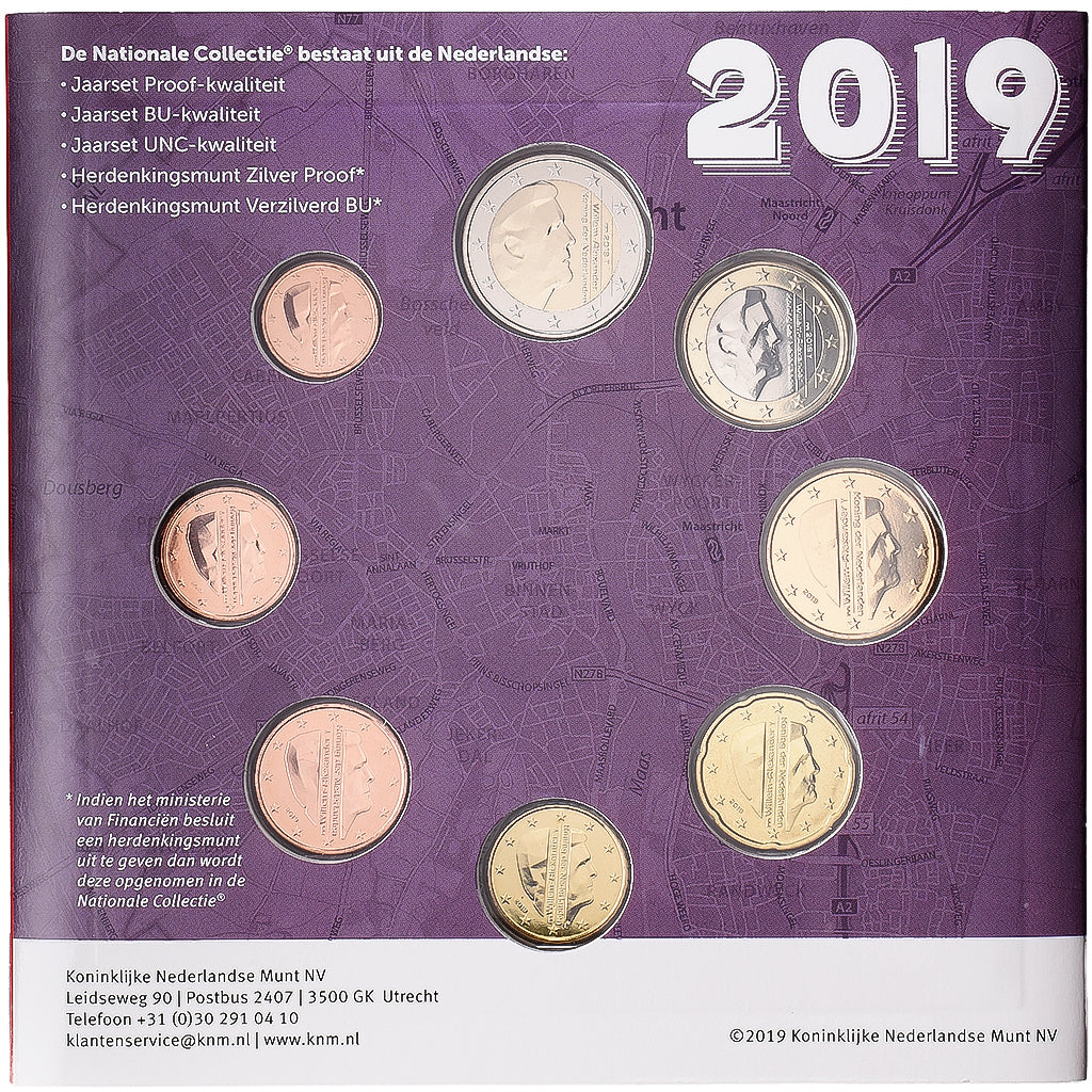 Netherlands, Set 1 ct. - 2 Euro, Maastricht, Série BU, 2019, Utrecht, MS(65-70)