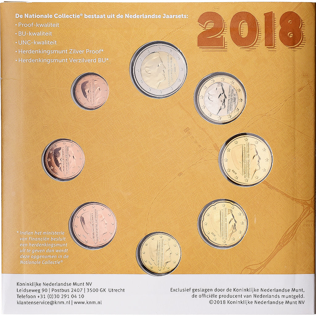 Netherlands, Set 1 ct. - 2 Euro, Den Haag, Série BU, 2018, Utrecht, MS(65-70)