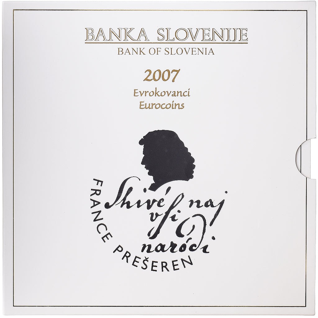 Slovénie, Set 1 ct. - 2 Euro, France Prešeren, Série BU, 2007, Mint of