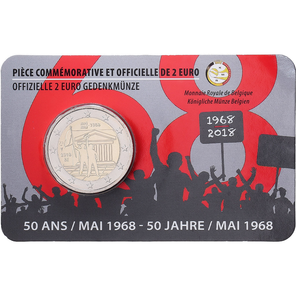 Belgien, 2 Euro, 50 Ans / Mai 1968, BU, 2018, Monnaie Royale des Pays Bas